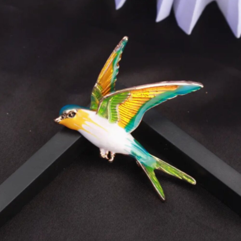 🍏50% OFF/3+... Multicolor Enamel Swallow Bird Brooch
